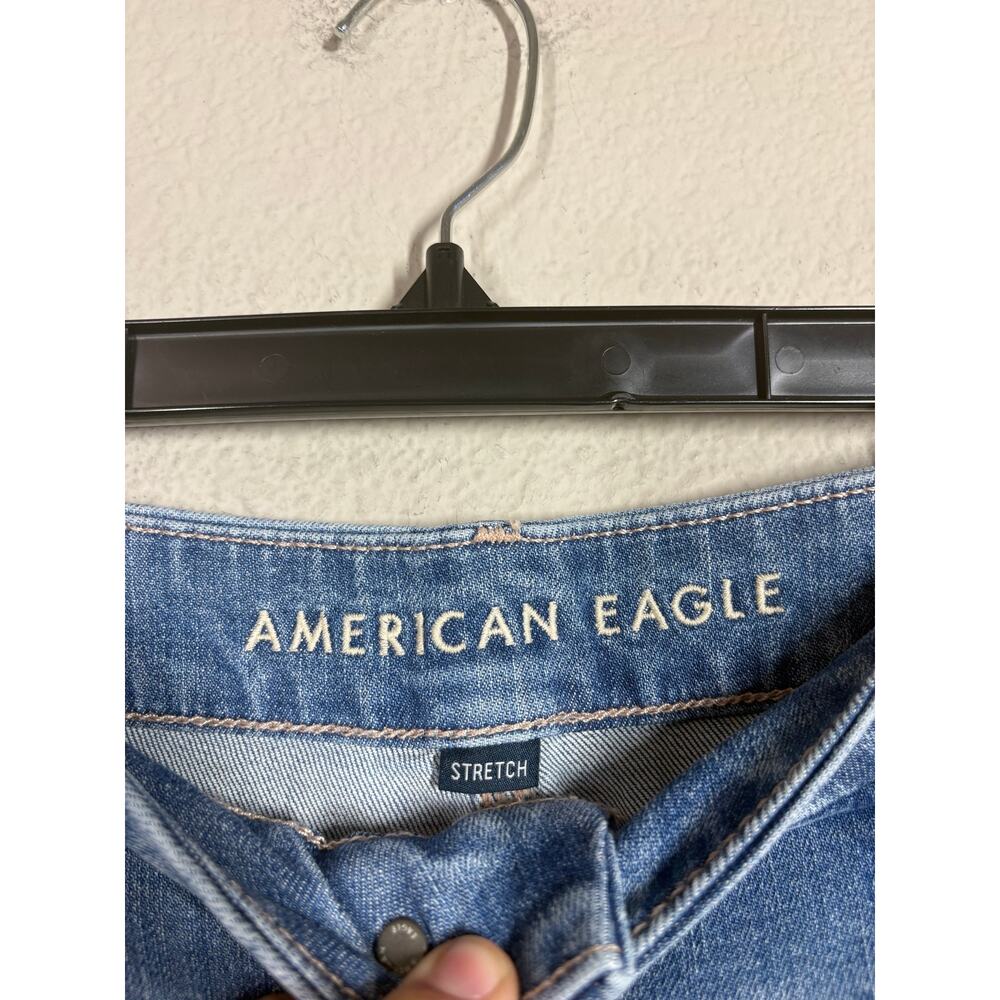 American Eagle Size 18 W34 Curvy Dreamy Drape Baggy Wide Leg Jeans Blue Stretch - Picture 9 of 12